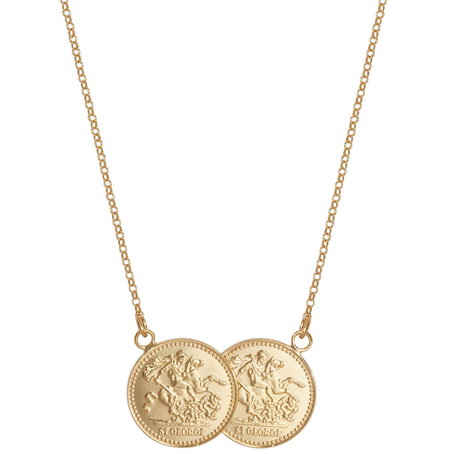 9ct Yellow Gold Double Coin St George Half Sovereign Style Necklace | Buy  Online | Free Insured UK Delivery