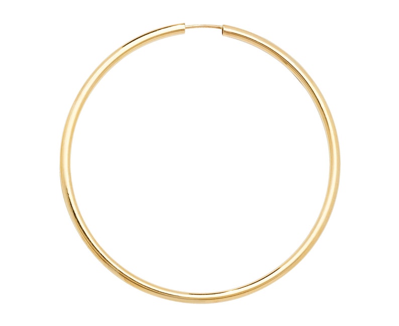 Pair of 9ct Yellow Gold Hollow 65mm Diameter Sleeper Hoop Earrings Hallmarked