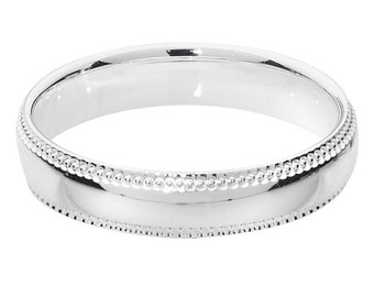 Millgrain Edges Court Shape Wedding Ring Widths 925 Sterling Silver 4mm-8mm Sizes J-Z