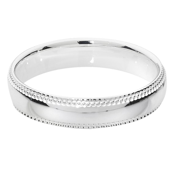 Millgrain Edges Court Shape Wedding Ring Widths 925 Sterling