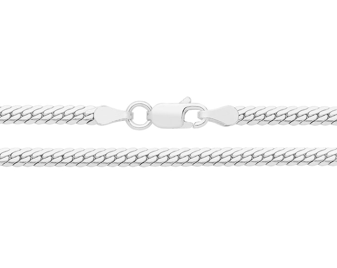 925 Sterling Silver 3mm D Shape Snake Chain Necklaces - Choice of Lengths