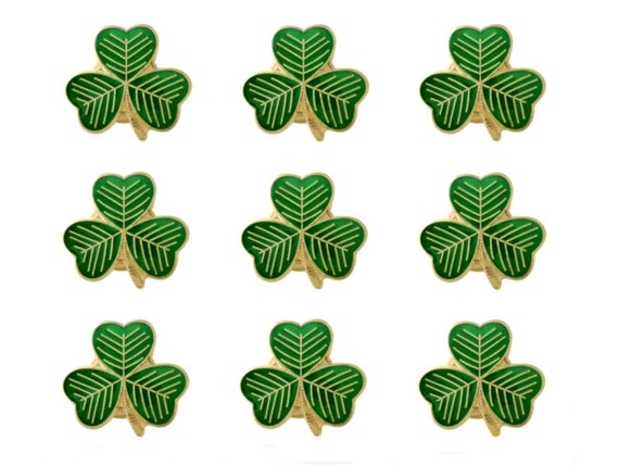 10 IRELAND LUCKY IRISH SHAMROCK PIN BADGES