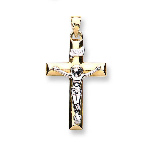 9K Bi Colour Gold Hollow Jesus Crucifix Cross Pendant 30x20mm - Real 9K ...