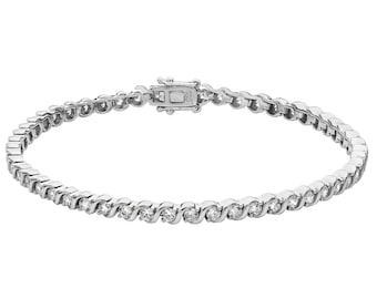 Ladies 925 Sterling Silver Brilliant Cut Cz 7" Infinity Tennis Bracelet Hallmarked