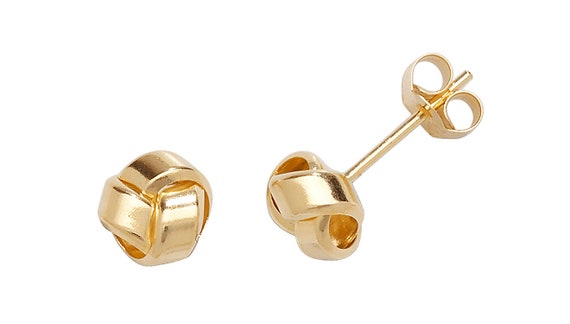 9ct gold knot stud earrings discount