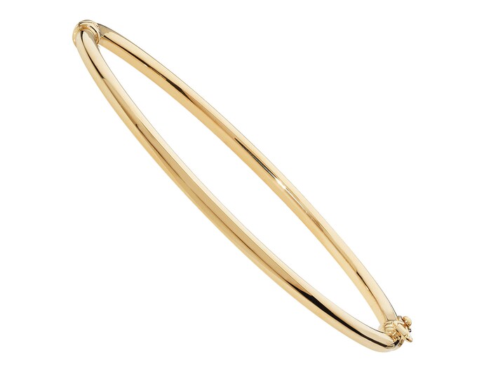 9ct Yellow Gold Plain Polished 2.5mm Hollow Hinged Bangle Hallmarked - Real 9K Gold