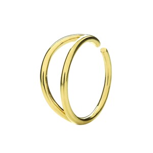 Boucle d'oreille unique en or jaune 9 carats, 10 mm de diamètre, moderne, s'ouvrant sur un cercle divisé - Or 9 carats véritable