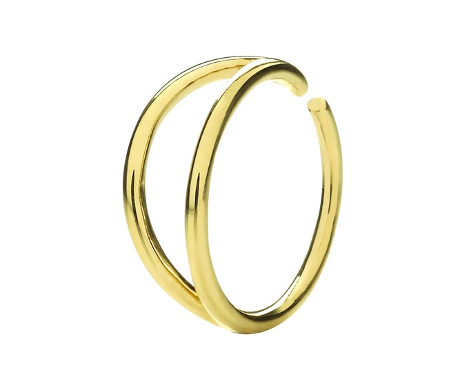 SINGLE 9ct Yellow Gold 10mm Diameter Modern Plain Split Circle Cartilage Cuff Hoop Earring - Real 9K Gold