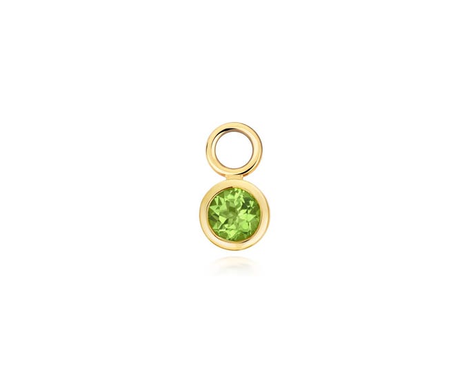 SINGLE Real 0.28ct Peridot Gemstone 3.5mm Bezel Earring Charm 9K Gold - Hoop NOT included