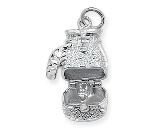 925 Sterling Silver 2.5cm Opening Boxing Glove Pendant Hallmarked
