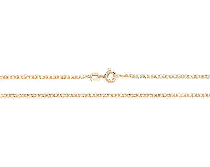 9ct Yellow Gold Hollow Flat Curb Chain 16" 18" 20" 22" 24" Hallmarked - Real 9K Gold