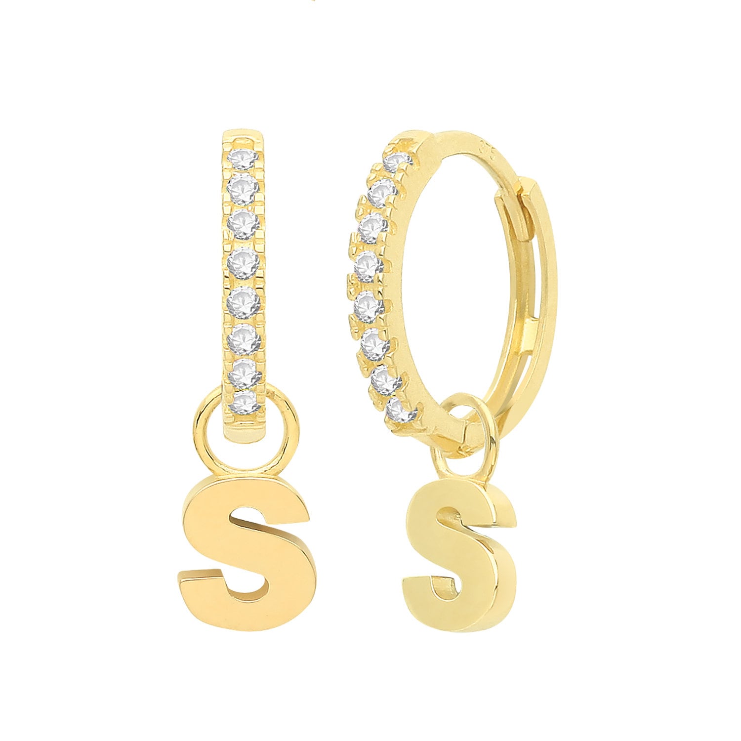 Single 9ct Yellow Gold Solid 6mm Block Initial Earring Charm - Etsy UK
