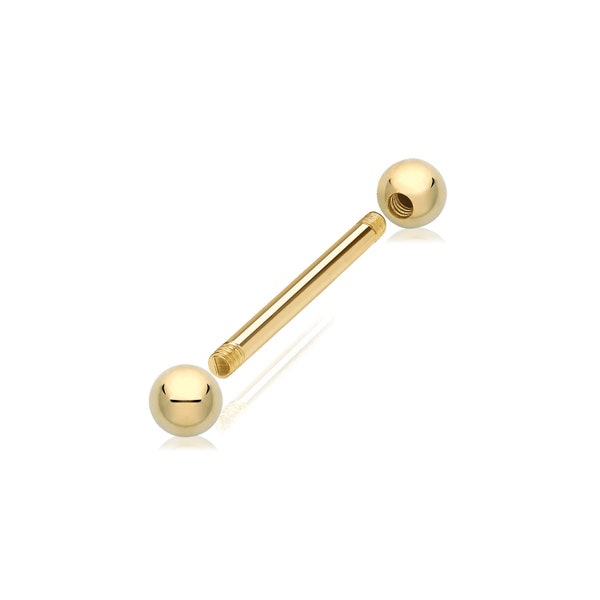 SINGLE 9ct Yellow Gold Barbell Stud Screw Back Earring 1.6mm Bar Thickness - Solid 9K Gold