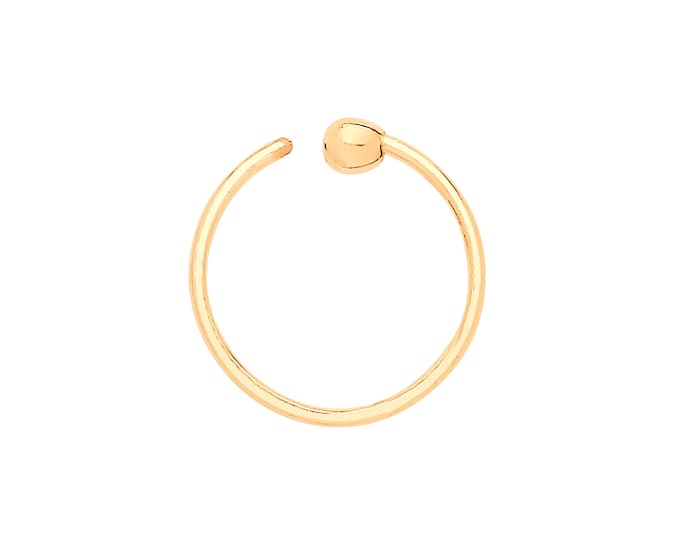 9ct Yellow Gold 9mm Diameter Plain Septum Nose Hoop Ring- Solid 9K Gold