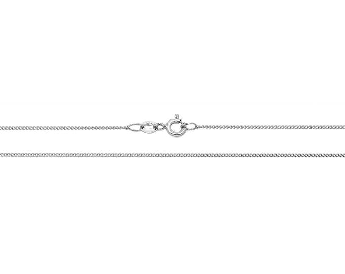 9ct White Gold Lightweight Close Link Curb Chain 16" 18" 20" Hallmarked - Real 9K Gold