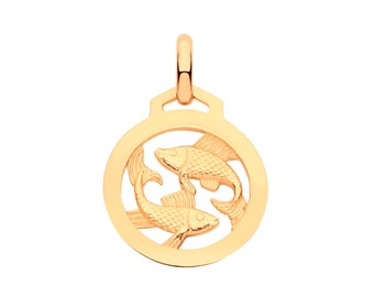 9ct Solid Yellow Gold 12mm Diameter Zodiac Sign Round Charm Pendant