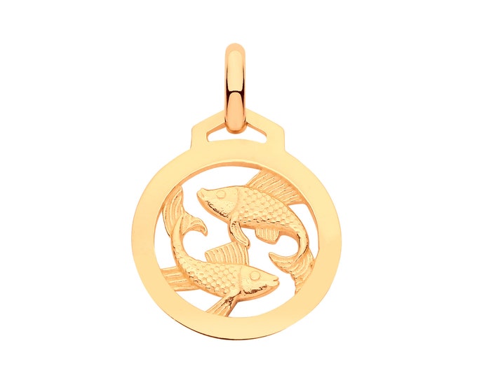 9ct Solid Yellow Gold 12mm Diameter Zodiac Sign Round Charm Pendant