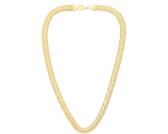 Gold Plated 925 Sterling Silver 8mm Herringbone 17" Collarette Necklace Hallmarked