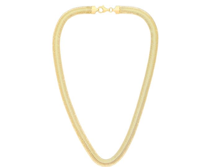 Gold Plated 925 Sterling Silver 8mm Herringbone 17" Collarette Necklace Hallmarked