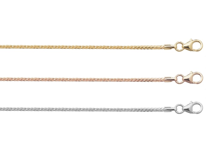 Spiga Chains 9ct Yellow Rose or White Gold 1.5mm  16" 18" 20" 22" 24" Hallmarked - Real 9K Gold