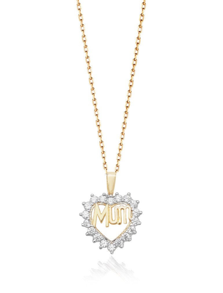 9ct Yellow Gold Mum Cut Out Heart Pendant