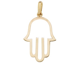 9ct Yellow Gold 1.8cm Cut Out Design Hamsa Charm Pendant - Real 9K Gold