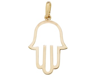 9ct Yellow Gold 1.8cm Cut Out Design Hamsa Charm Pendant - Real 9K Gold