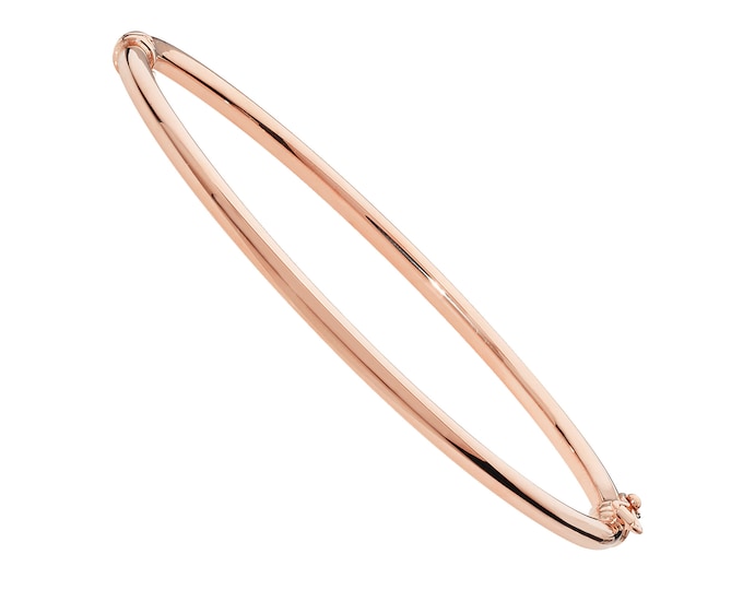 9ct Rose Gold Plain Polished 2.5mm Hollow Hinged Bangle Hallmarked - Real 9K Gold