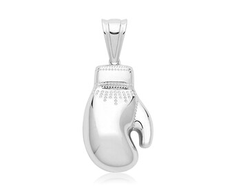Large 925 Sterling Silver 4cm H x 1.8cm W Polished Boxing Glove Pendant Hallmarked