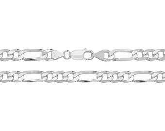 Solid Heavy 925 Sterling Silver 6mm Wide Figaro Chain Necklace 20" 22" 24"