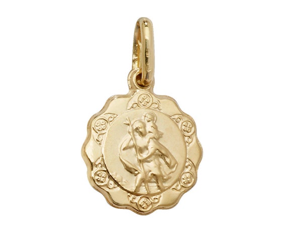 9ct Oro Oval St Christopher Colgante y Cadena Collar en Caja De Regalo Hecho en Reino Unido