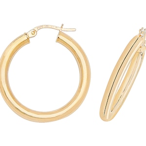 9ct Yellow Gold 2mmmTube Plain Hoop Earrings 8mm 10mm 15mm 20mm 25mm 30mm 35mm 50mm - Real 9K Gold