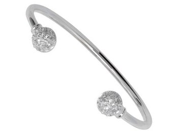 Babies 925 Sterling Silver 6mm Double Cz Ball Baby Torque Bangle