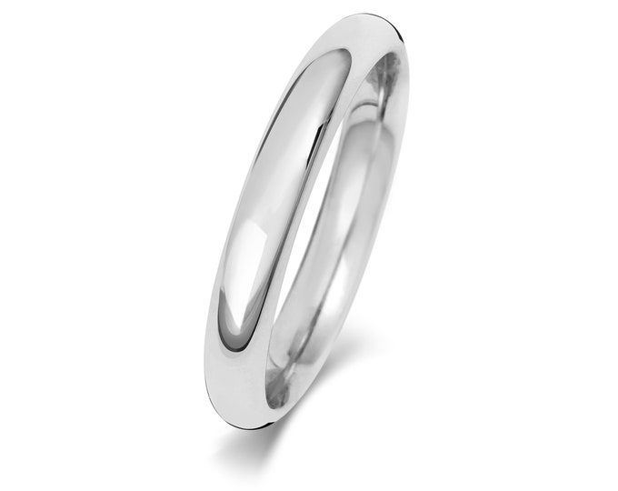 Platinum Plain Court Shape Wedding Ring UK Hallmarked Widths 2mm-4mm Sizes J-Z