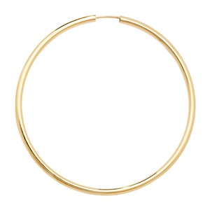 Pair of 9ct Yellow Gold Hollow 45mm Diameter Sleeper Hoop Earrings - Real 9K Gold