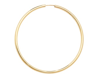 Pair of 9ct Yellow Gold Hollow 45mm Diameter Sleeper Hoop Earrings - Real 9K Gold