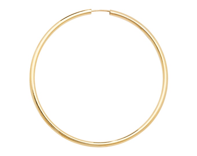 Pair of 9ct Yellow Gold Hollow 45mm Diameter Sleeper Hoop Earrings - Real 9K Gold