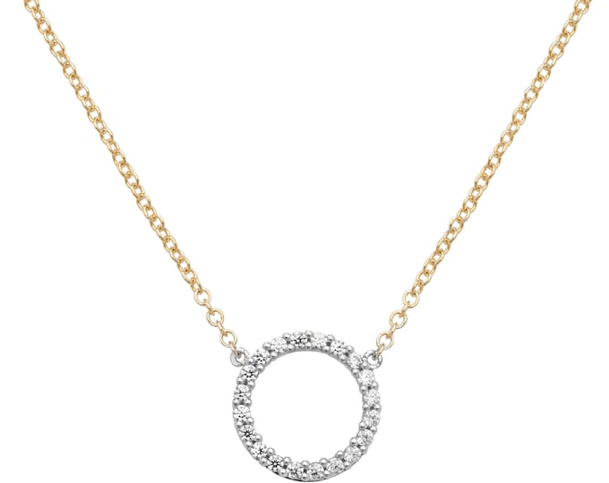 9ct Yellow Gold 10mm Cz Circle of Life Pendant on 16"-18" Necklace Hallmarked- Real 9K Gold