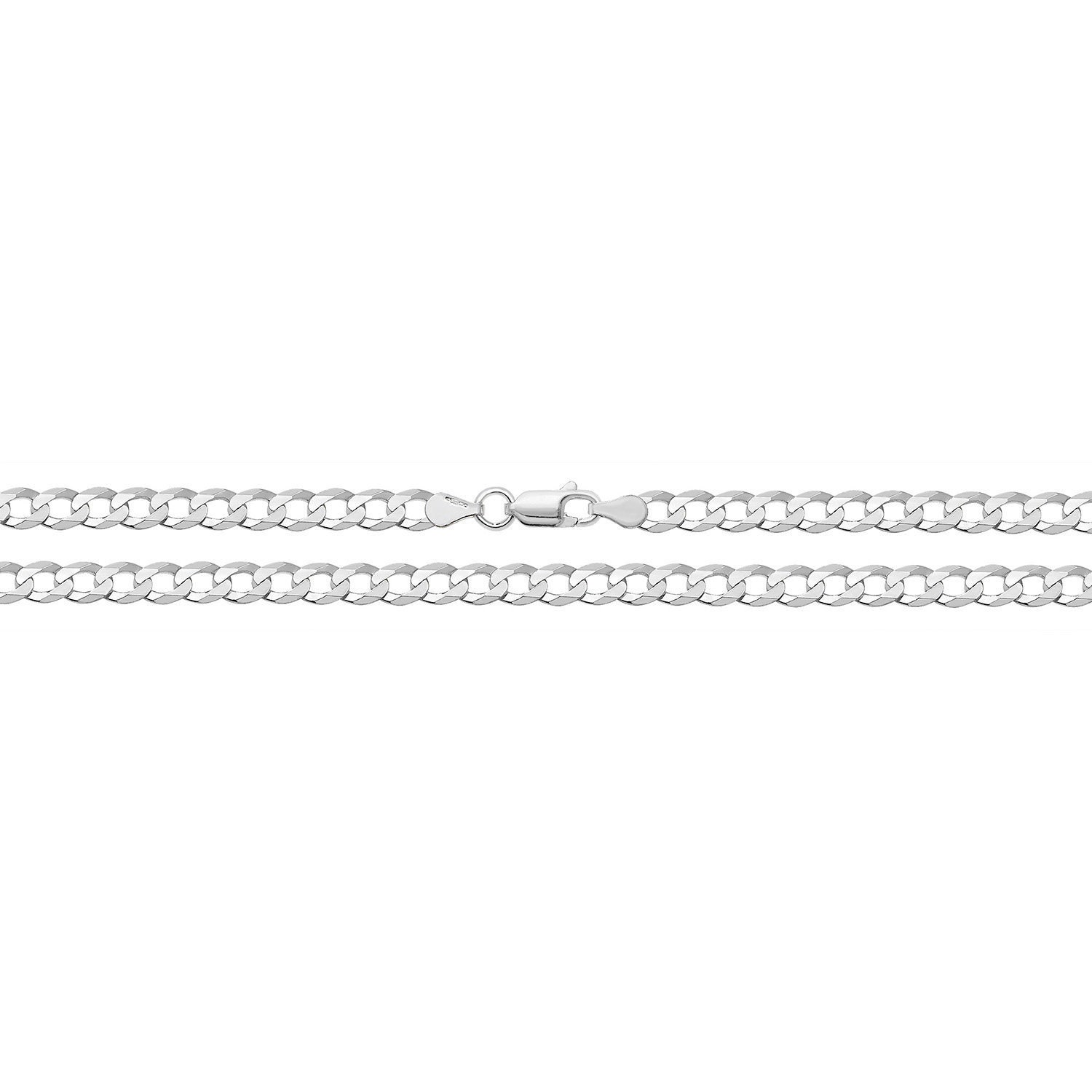 925 Sterling Silver 6mm Flat Curb Chain Necklaces - Choice of Lengths