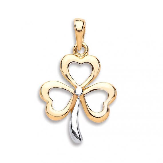9ct Gold 3 Leaf Clover Irish Shamrock 