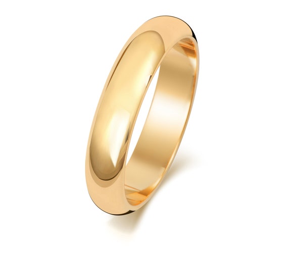 9ct Yellow Gold Wedding Rings D-Shaped Hallmarked Band 