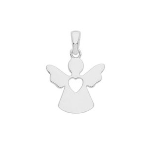Rhodium Plated 925 Sterling Silver Angel Heart Charm Pendant 18x13mm