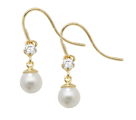Pearl & CZ hook earrings Pearl & CZ hook earrings