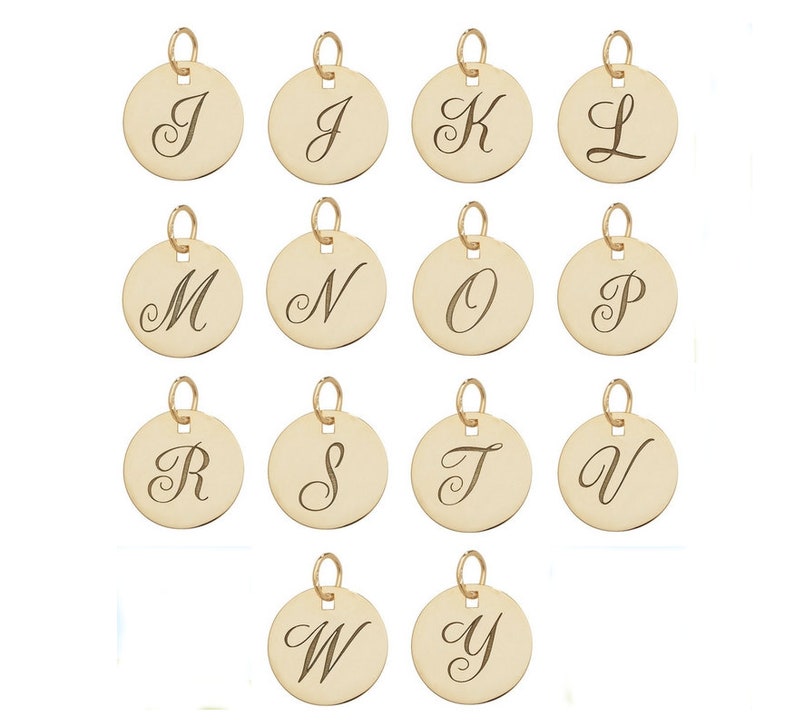 9ct Yellow Gold Engraved Initial 14mm Round Disc Pendant 9ct Yellow Gold Engraved Initial 14mm Round Disc Pendant