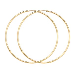 Pair of 9ct Yellow Gold Hollow 65mm Diameter Sleeper Hoop Earrings Hallmarked - Real 9K Gold