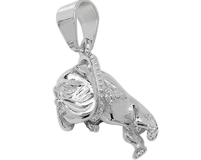 925 Solid Sterling Silver 3D British Bulldog Pendant - 3 Sizes
