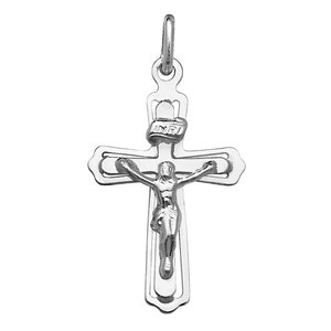925 Sterling Silver 2.5cm Cut Out Design INRI Crucifix Cross Necklace