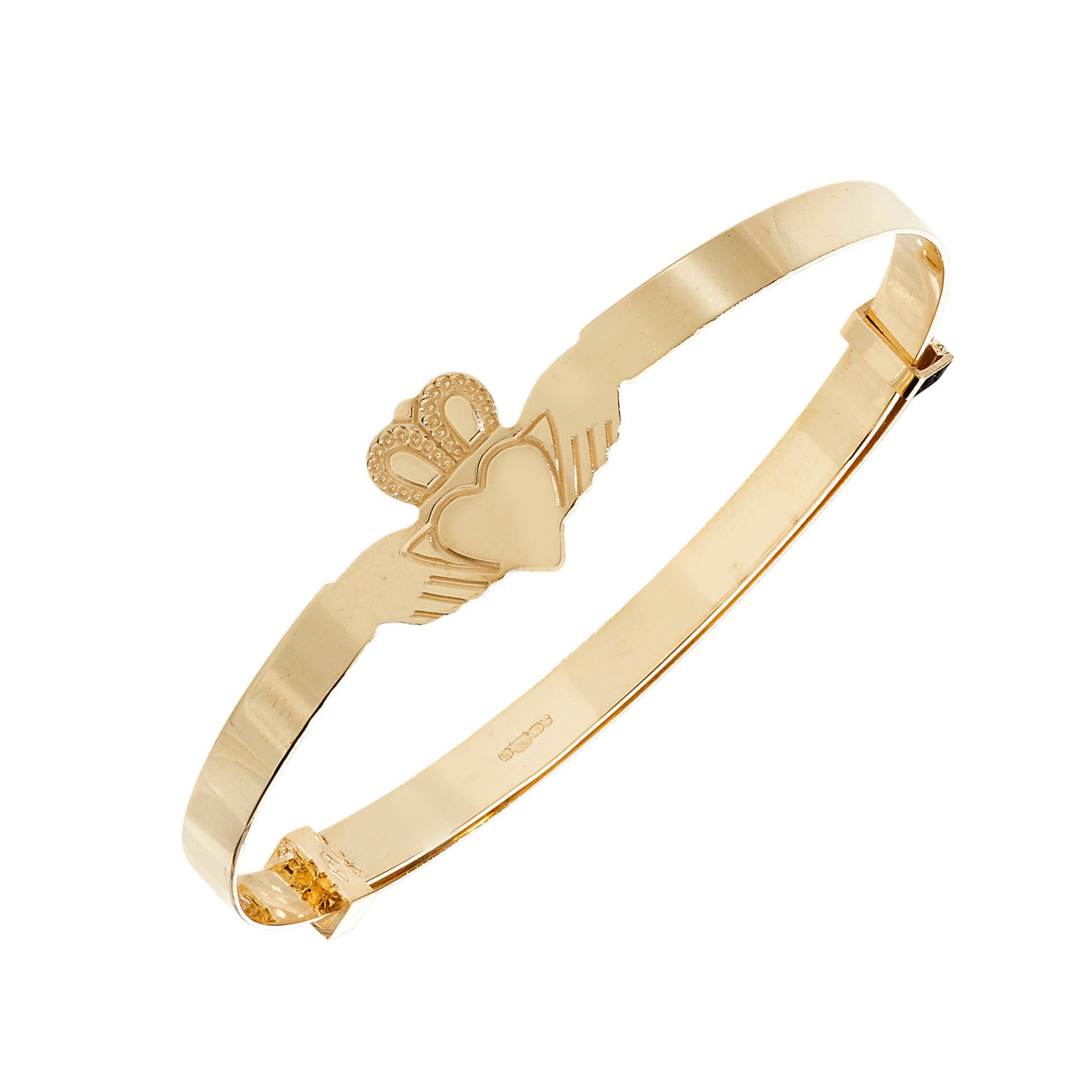 9ct Yellow Gold Claddagh Extendable Baby Bangle 