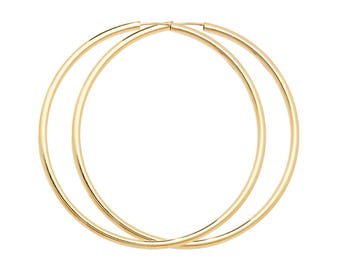 Pair of 9ct Yellow Gold Hollow 27mm Diameter Sleeper Hoop Earrings - Real 9K Gold