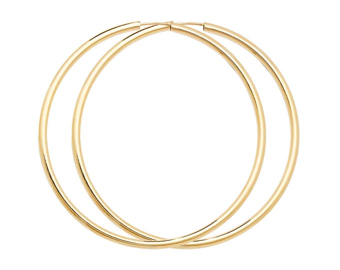 Pair of 9ct Yellow Gold Hollow 27mm Diameter Sleeper Hoop Earrings - Real 9K Gold